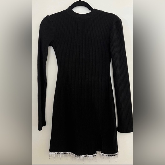 Zara BLACK SWEATER KNIT DRESS WITH HANGING RHINESTONES - Picture 10 of 12